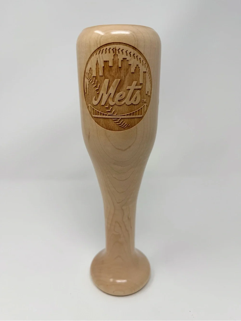 New York Mets Wined Up Wooden Engraved Mini Bat Wine Glass
